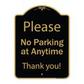 Signmission Designer Series-Please No Parking At Anytime Black & Gold, 24" x 18", BG-1824-9787 A-DES-BG-1824-9787